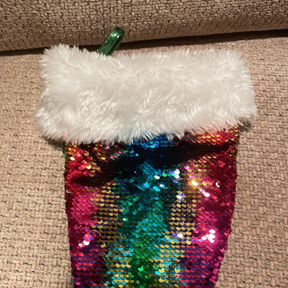 Christmas Stocking Mermaid Sequined Very Colorful Measurements 22” x 9” - Picture 3 of 8